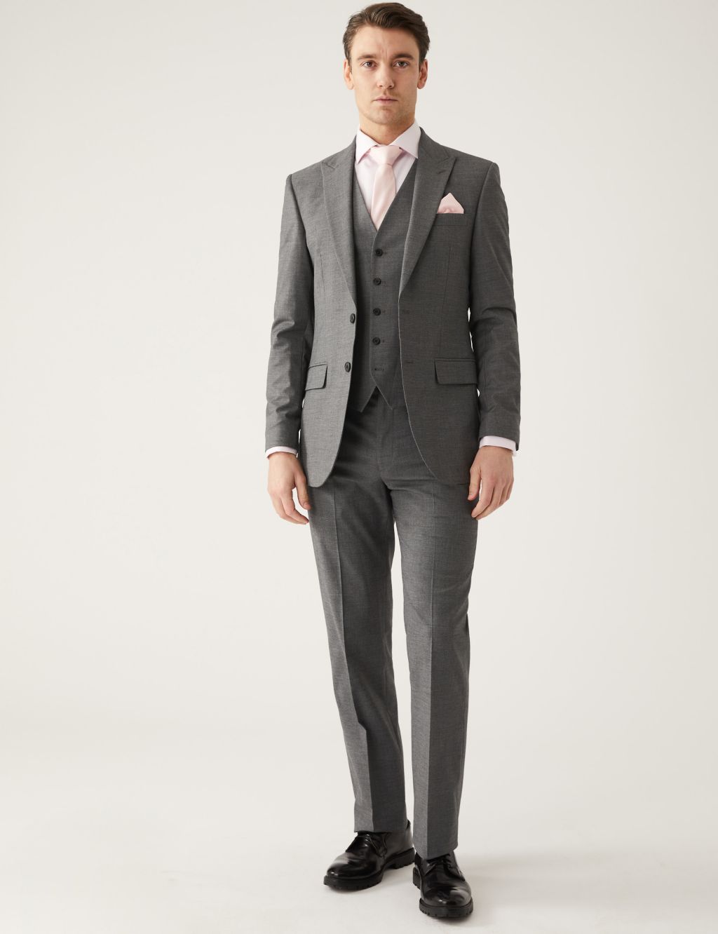 Slim Fit Sharkskin Stretch Suit Trousers image 6