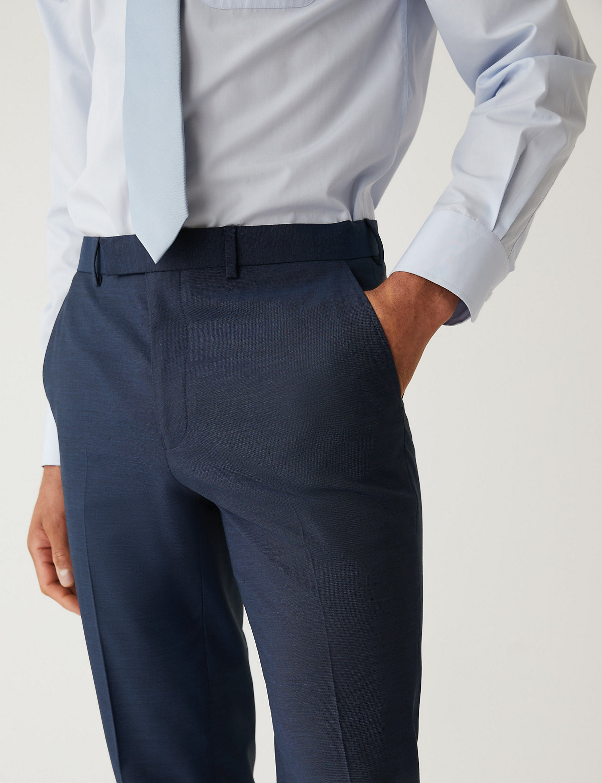 Slim Fit Sharkskin Stretch Suit Trousers
