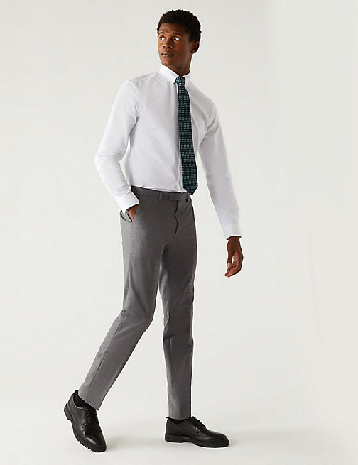 Marks And Spencer Mens M&S Collection Skinny Fit Stretch Trousers - Silver Grey, Silver Grey