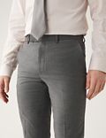 Regular Fit Sharkskin Stretch Suit Trousers