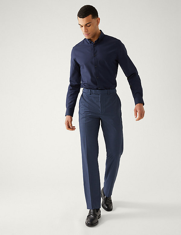 Παντελόνι για κοστούμι Sharkskin από ελαστικό ύφασμα και κανονική εφαρμογή - GR