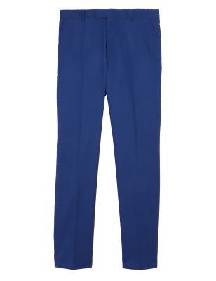 

Mens M&S Collection Bright Blue Slim Fit Trousers, Bright Blue