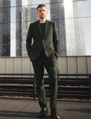 Slim Fit Single-Breasted Stretch Suit Jacket