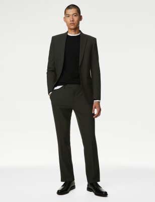 

M&S Collection Pantalón de traje slim elásticoMens - Dark Green, Dark Green