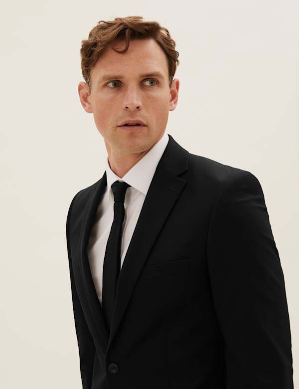 Black Tailored Fit Jacket with Stretch