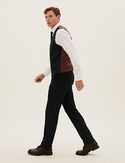 Black Tailored Fit Waistcoat with Stretch