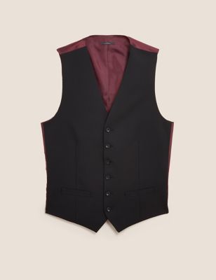 M&S Mens Black Tailored Fit Waistcoat with Stretch