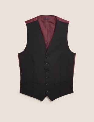 Gilet de costume noir coupe ajust&eacute;e en tissu extensible