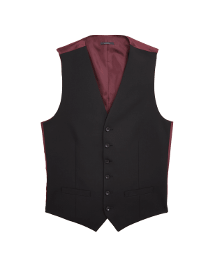 

Mens M&S Collection Schwarze Weste in anliegender Passform mit Stretchanteil - Black, Black