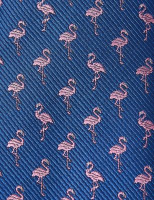 Mens M&S Collection Slim Woven Flamingo Tie - Blue Mix, Blue Mix