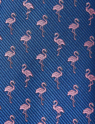 

Mens M&S Collection Slim Woven Flamingo Tie - Blue Mix, Blue Mix