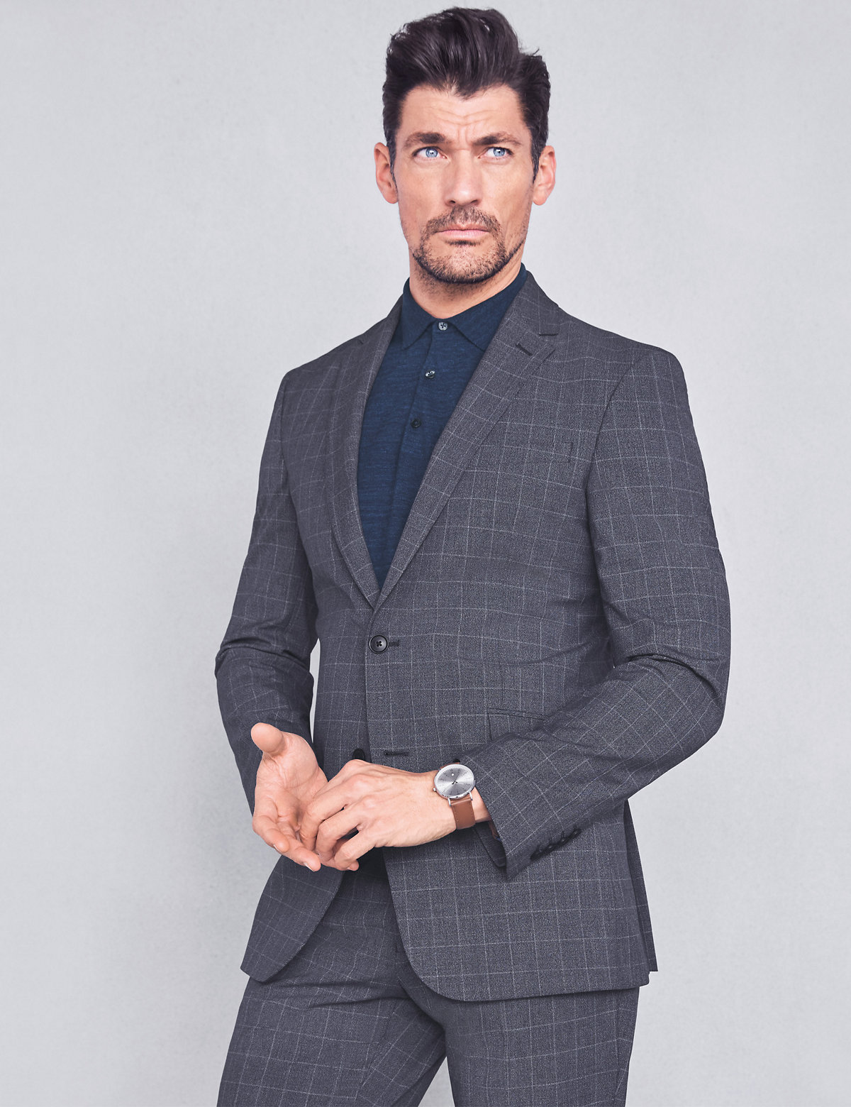 Checked Slim Fit Jacket with Stretch