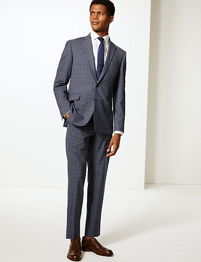 Checked Slim Fit Trousers with Stretch