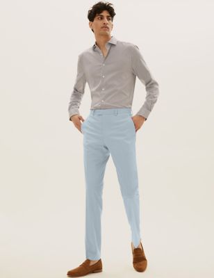  Pantalon slim en tissu extensible couleur pastel - Blue