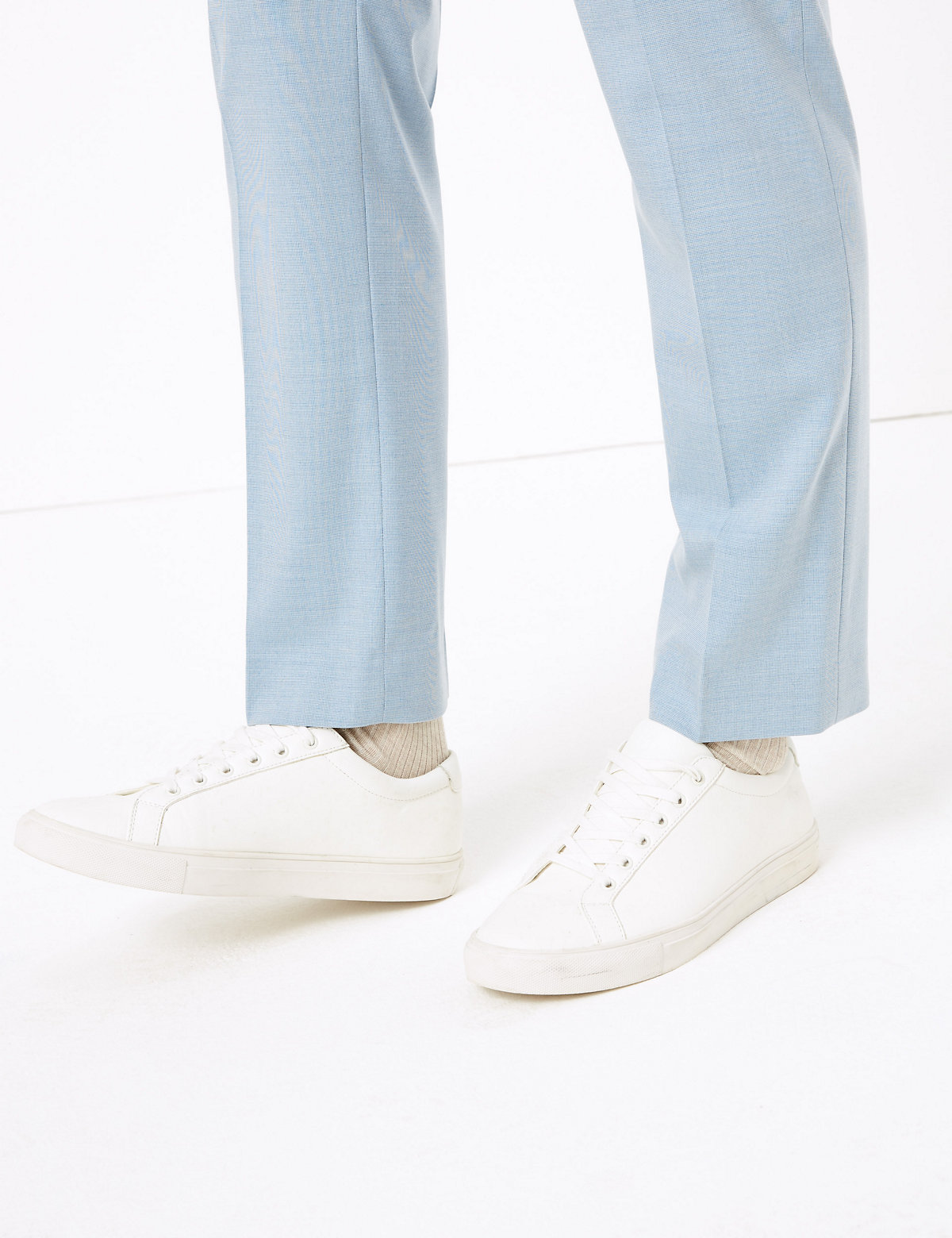 Pastel Tailored Fit Trousers with Stretch