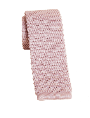 

M&S Collection Corbata estrecha de punto de extremo cuadradoMens - Pink, Pink