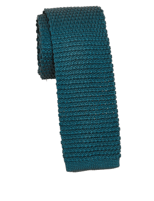 

Mens M&S Collection Schmale Strickkrawatte mit geradem Ende - Dark Petrol, Dark Petrol