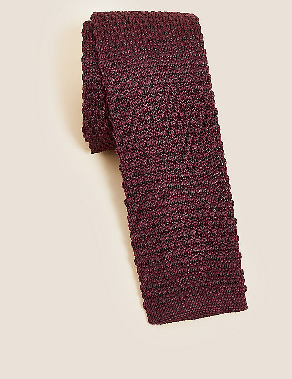 ربطة عنق محبوكة بنهاية مربعة وتصميم رفيع (سكيني) - BH