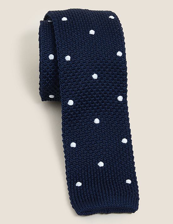 RRP £ 25 M&s Luxe Homme'S pure soie Éléphant Imprimé Cravate ~ Bleu Marine Mélange 