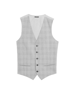 

M&S Collection Chaleco de cuadros de corte ajustadoMens - Light Grey, Light Grey
