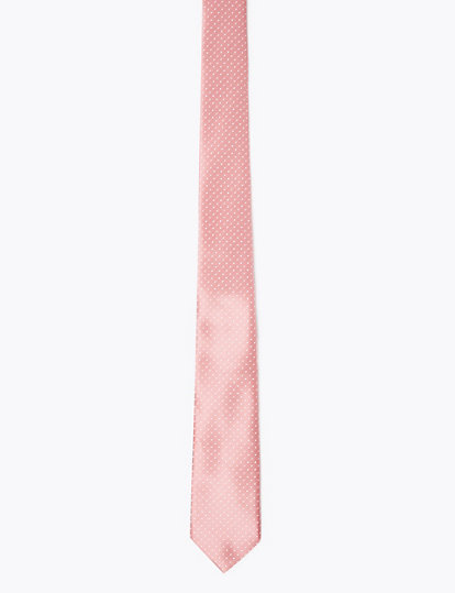 Skinny Woven Polka Dot Tie