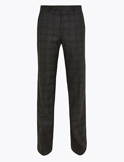 Charcoal Checked Regular Fit Trousers