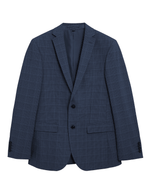 

Mens M&S Collection Slim Fit Checked Jacket - Dark Blue, Dark Blue