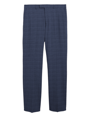 

Mens M&S Collection Slim Fit Checked Trousers - Dark Blue, Dark Blue