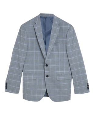 

Mens M&S Collection Grey Tailored Fit Check Jacket - Charcoal, Charcoal