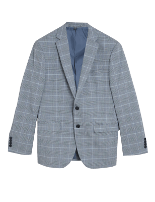 

Mens M&S Collection Grey Tailored Fit Check Jacket - Charcoal, Charcoal