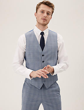 Tailored Fit Stretch Check Waistcoat