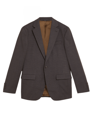 

Mens M&S Collection Brown Slim Fit Check Jacket, Brown
