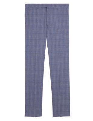 

Mens M&S Collection Tailored Fit Check Trousers - Light Blue, Light Blue