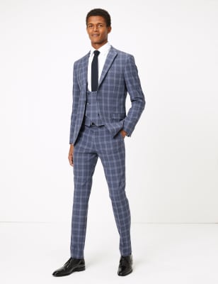 Blue check clearance suit jacket