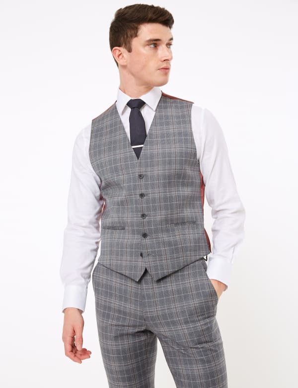 Tailored Fit Checked Waistcoat