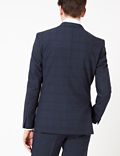 Blue Slim Fit Checked Jacket