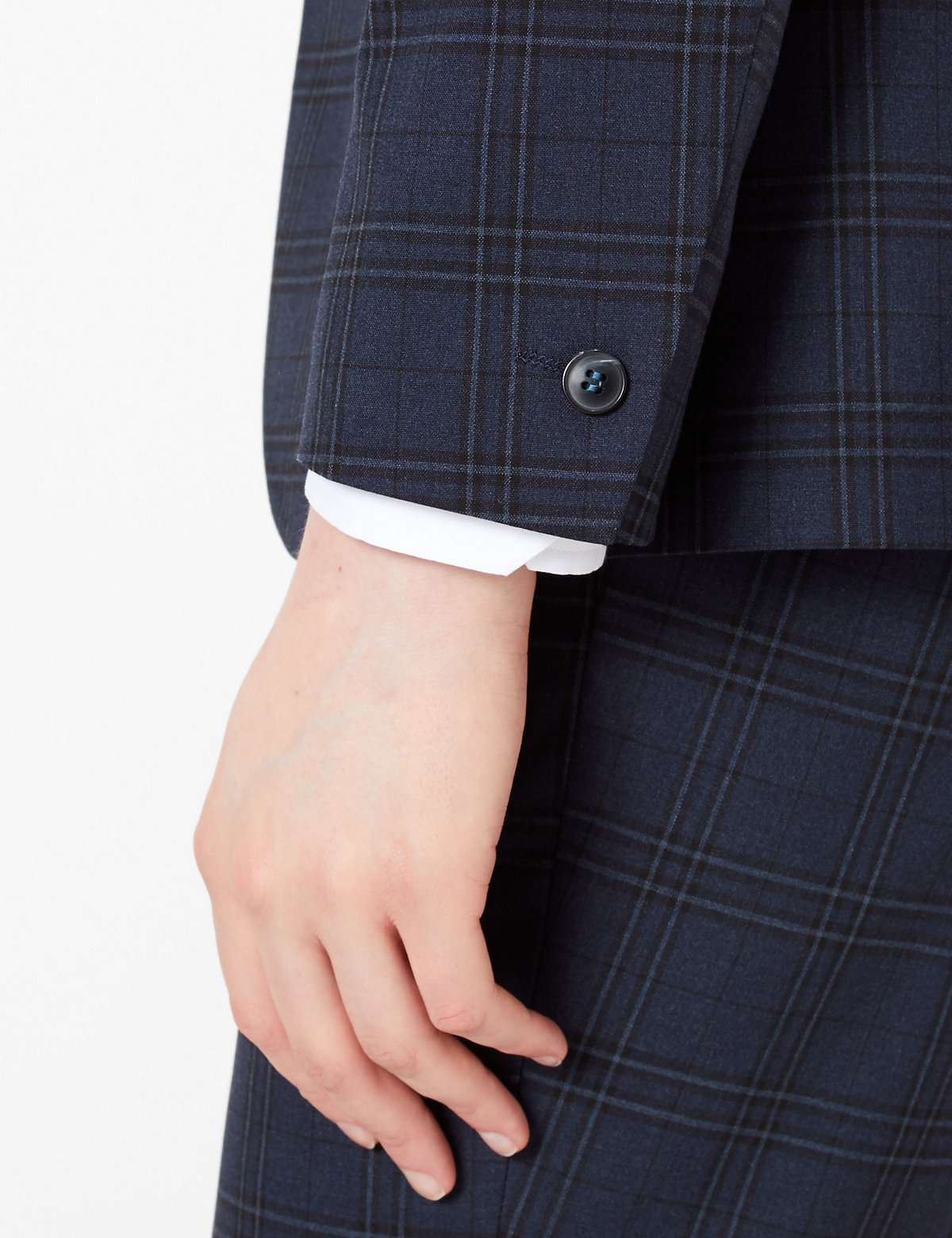 Blue Slim Fit Checked Jacket