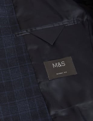

M&S Collection Chaqueta de cuadros elástica de corte ajustadoMens - Navy, Navy