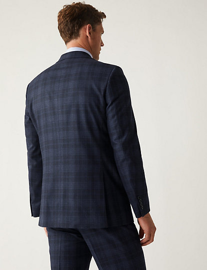 Regular Fit Check Suit Jacket with Stretch