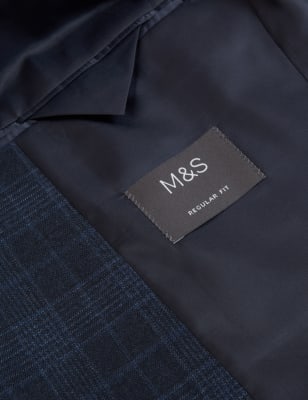 

Mens M&S Collection Regular Fit Check Jacket with Stretch - Navy, Navy