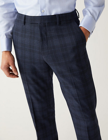 Regular Fit Check Suit Trousers