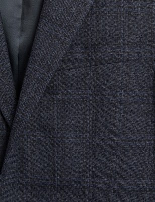 

Mens M&S Collection Regular Fit Check Jacket - Blue, Blue