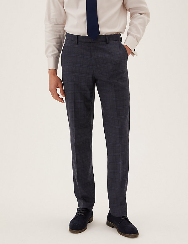 Regular Fit Stretch Check Trouser - IT