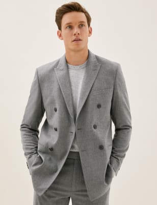 

Mens M&S Collection Slim Fit Double Breasted Jacket - Grey, Grey