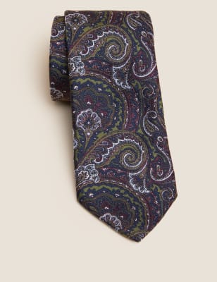 

Mens M&S Collection Slim Paisley Tie - Khaki, Khaki