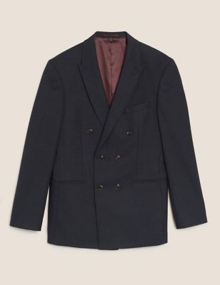 M&S Mens Navy Tailored Fit Double Breasted Jacket
