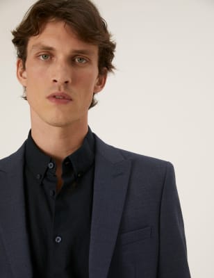 

Mens M&S Collection Auf Figur geschnittene Jacke mit Strukturmuster - Navy, Navy