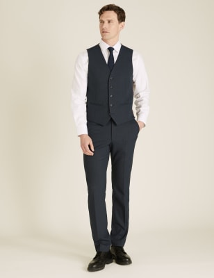 

Mens M&S Collection Navy Micro Texture Waistcoat, Navy