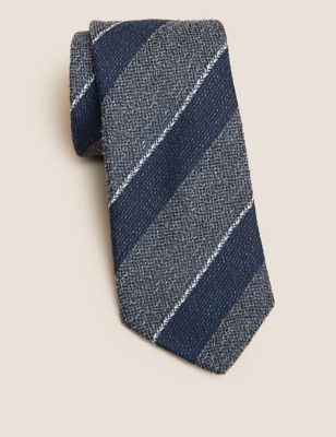 

Mens M&S Collection Slim Textured Striped Tie - Grey, Grey