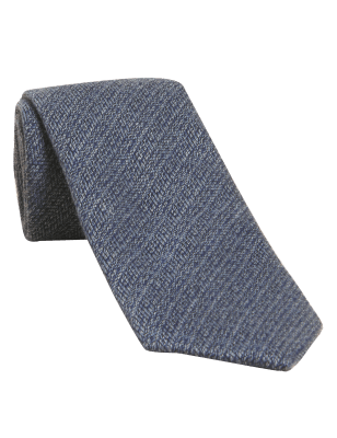 

M&S Collection Corbata estrecha de lana texturizadaMens - Navy Mix, Navy Mix